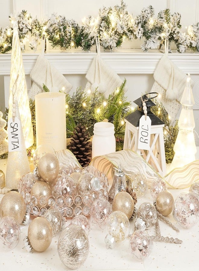 XmasExp 32ct Christmas Ball Ornaments Set -Champagne Clear Plastic Shatterproof Xmas Tree Ball Decorations Hanging Baubles for Holiday Decor - Image 3